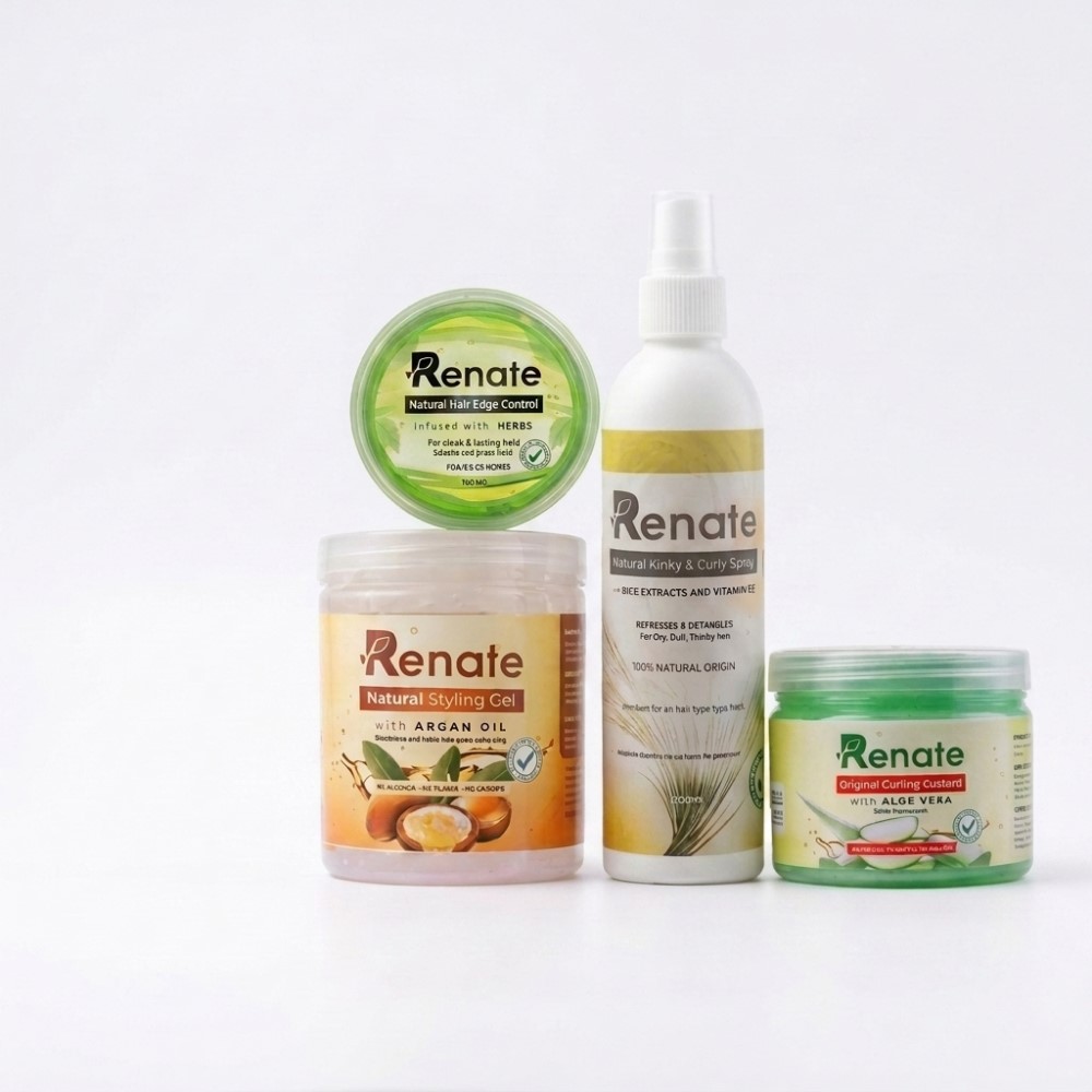Hair Styling Set - 4i-n-1 Hair Styling Products Kit - Styling Gel, Hair Edge Control, and Curly/Kinky Hair Spray (4 Products)