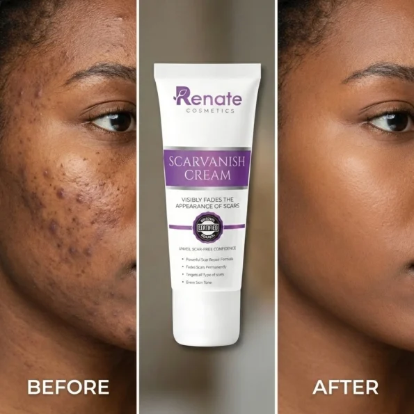 The Best Way to Treat Acne Scars & Dark Spots on Oily Skin 1 Before and after acne scar treatment with Renate Scarvanish